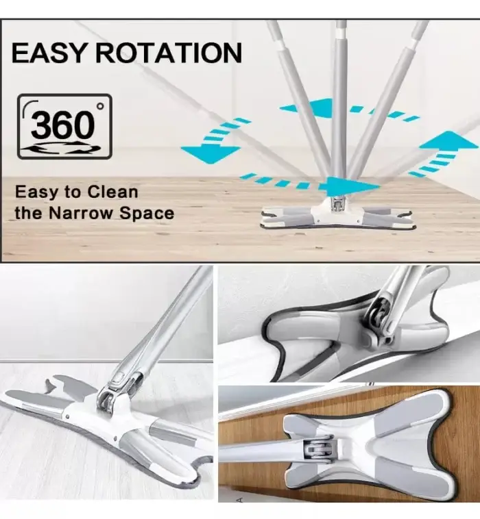 "High-Quality X-Type Microfiber Floor Mop – 360° Rotating Hands-Free Squeeze Mop for Home & Kitchen | Flat Mop with Replaceable Cloth Pads | Perfect for Tile, Wood & Laminate Cleaning"