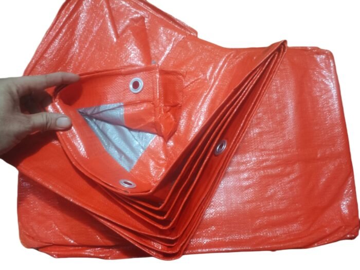 Tarpaulin Tarpal – 100% Waterproof | High-Quality Double Coated | Orange & Silver | Heavy-Duty for Outdoor, Camping & Roof Cover